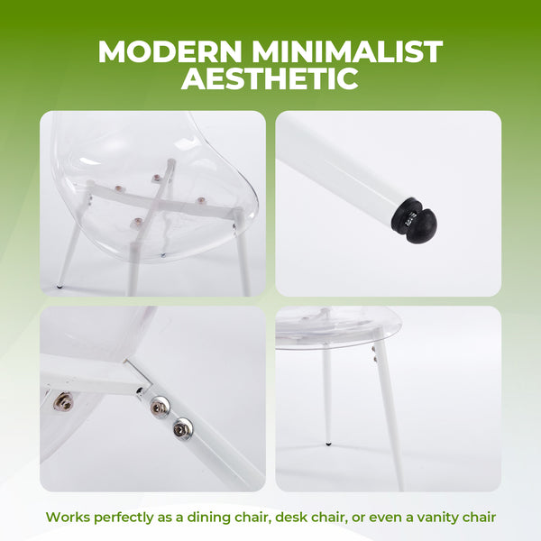 English Elm Pet Shell Dining Chairs Set of Four Clear Acrylic Modern Transparent Seating Matte White W3766P410238