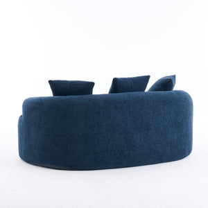 English Elm LY-025S Curved Loveseat Compact 65" Space-Saving Chenille Upholstery, 30D Foam+Spring Comfort Blue W2231P261298