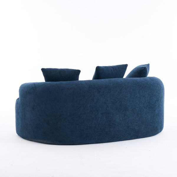 English Elm LY-025S Curved Loveseat Compact 65" Space-Saving Chenille Upholstery, 30D Foam+Spring Comfort Blue W2231P261298