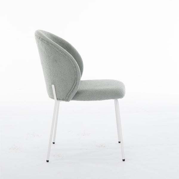 English Elm Heng dining chair with iron legs and adjustable foot pads, ergonomic curved quilted seat for comfort and style Light Green W212P191004