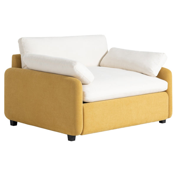 English Elm 50*43" Oversized Chenille Armchair Deep Lounge Seat Modern Minimalist Living Room Chair Cream,Yellow N723S5042L