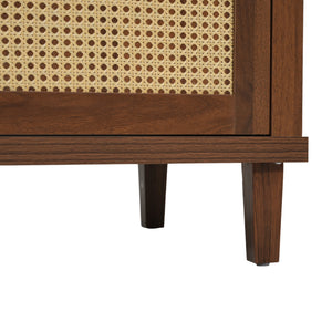 English Elm 60" Boutique Bathroom Vanity Rattan Doors Soft Close Drawers Smc Sink Pine Legs Brown N817P397678B