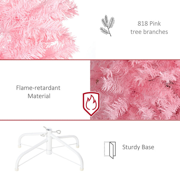 English Elm Homcom 7' Slim Pink Douglas Fir Tree With 818 Lifelike Branch Tips - Perfect For Small Spaces! W2225P229757