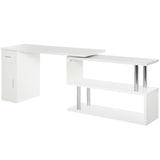 English Elm Homcom Rotating Computer Desk, 55" L-Shaped Desk, Corner Desk With Storage Shelves, Cabinet and Drawer For Home Office, White