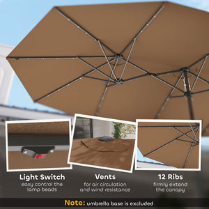 English Elm Outsunny 15ft Rectangle Patio Umbrella Upf30 Plus Dual Vents Crank Outdoor Shade W2225P485534