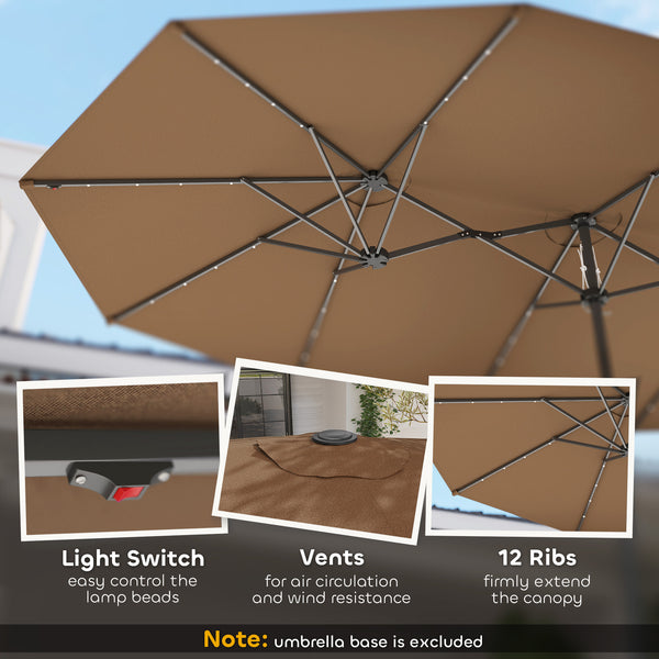 English Elm Outsunny 15ft Rectangle Patio Umbrella Upf30 Plus Dual Vents Crank Outdoor Shade W2225P485534