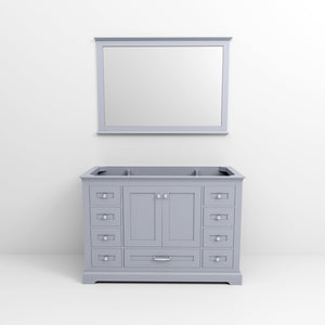 English Elm Dark Grey Single Bath Vanity 48" W With 9 Drawers, Open Shelf & 46" Mirror For Elegant Storage Solutions B2731S00487