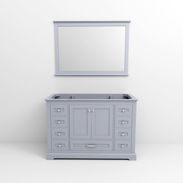English Elm Dark Grey Single Bath Vanity 48" W With 9 Drawers, Open Shelf & 46" Mirror For Elegant Storage Solutions B2731S00487