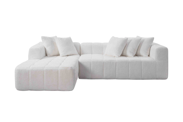 English Elm 107.9"cloud Modular Sectional with Deep Sink Cushions Legless Low Profile Living Room Lounge White W5515S00012