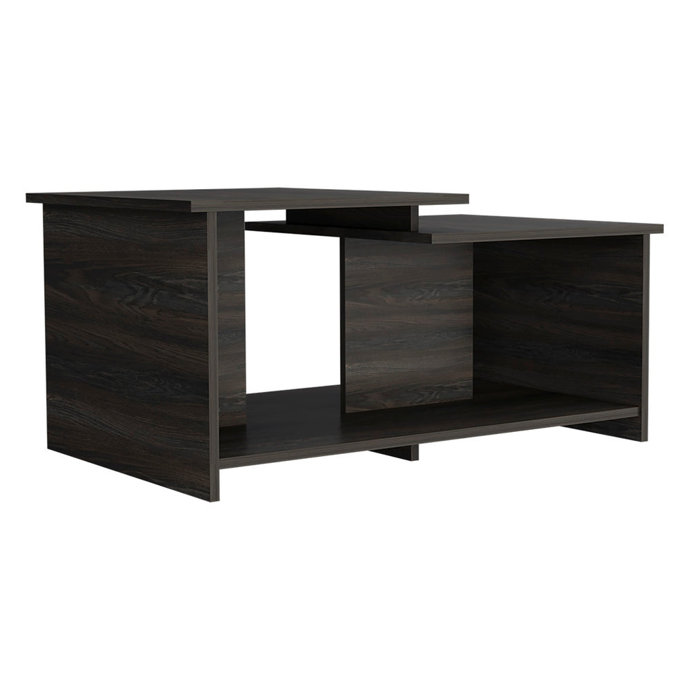 English Elm Coffee Coffee Table Modern Black with Dual-Tier Top and Open Display Shelf, Easy Assembly, Chic B097133054