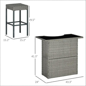 English Elm Bar Height Outdoor Wicker Patio Set with Tempered Glass Table and Four Stools T3971S00194