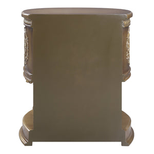 English Elm Brown Brown and Gold 2-Drawer Nightstand Felt-Lined Drawers Smooth Metal Glide Elegant Storage Solution B062P215401