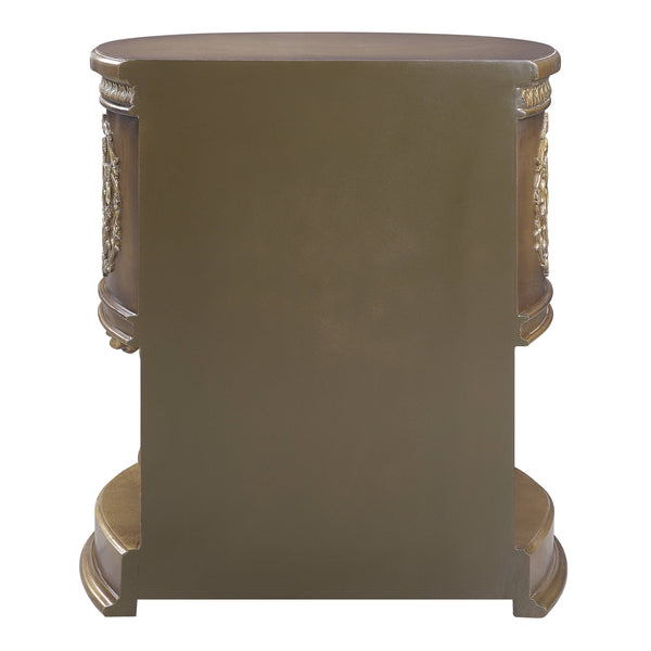 English Elm Brown Brown and Gold 2-Drawer Nightstand Felt-Lined Drawers Smooth Metal Glide Elegant Storage Solution B062P215401