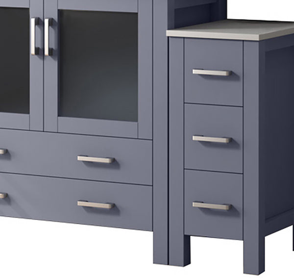 English Elm Dark Grey 60 in Single Bath Vanity with Side Cabinets, White Ceramic Top, Faucet Set, Soft-Close Drawers and Scratch-Resistant Counter B2731S01207