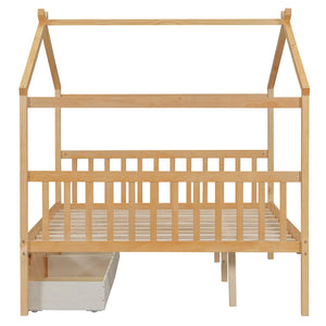 English Elm Twin House Bed Solid Pine Kids Cottage Frame with Storage Drawers Imaginative Room N708P309247M