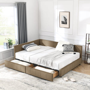 English Elm Full Size Upholstered Tufted Bed Frame - Stylish Sofa Bed With Storage, Brown Velvet Elegance W487S00307