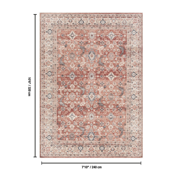 English Elm Majestic Bold Red Traditional Area Rug Plush Polyester Pile for Living Dining Rooms B186P428863