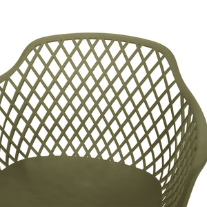 English Elm Poppy Outdoor Dining Chairs Set of 2 Diamond Mesh Geometric Modern Patio Seating Olive Green N776P414399G