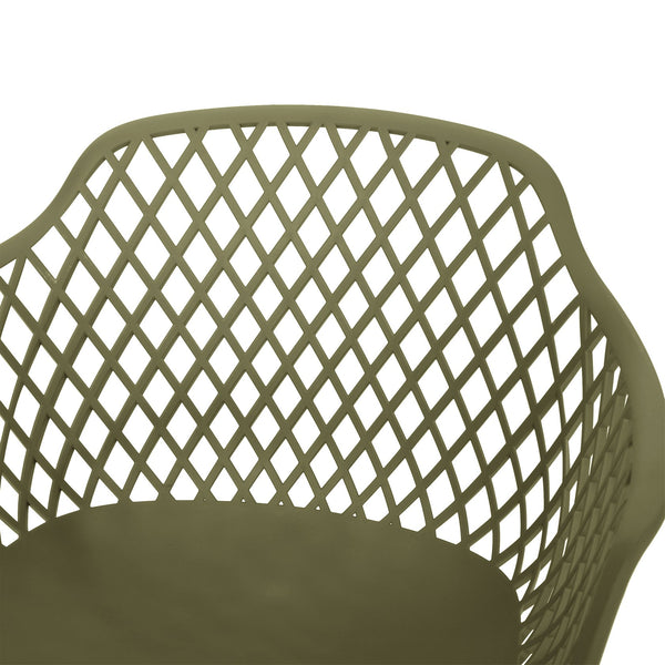 English Elm Poppy Outdoor Dining Chairs Set of 2 Diamond Mesh Geometric Modern Patio Seating Olive Green N776P414399G