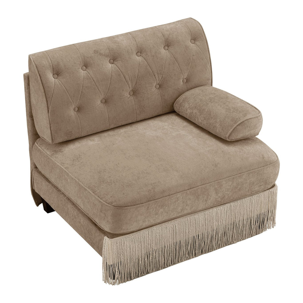 English Elm Sofa Rsf Sectional Tufted Velvet Fleece with Tassel Skirt for Glam Interiors W714P450818