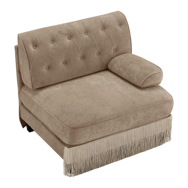 English Elm Sofa Rsf Sectional Tufted Velvet Fleece with Tassel Skirt for Glam Interiors W714P450818