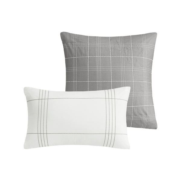 English Elm 6 Piece Cotton Jacquard Comforter Set - Oversized King Bedding With Decorative Pillows & Bedskirt B035128775