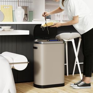 English Elm 50L Smart automatic Trash Can with Silent Slow-Close Lid, Motion Sensor, Durable 0.45mm Steel Body LIGHT GREY W1550P247975