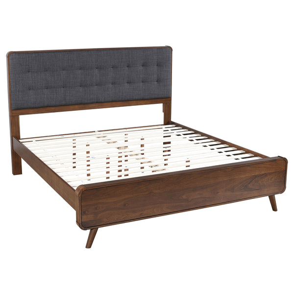English Elm Carson Dark Walnut Eastern King Platform Bed - Mid-Century Modern Design With Plush Tufted Headboard B062S00693