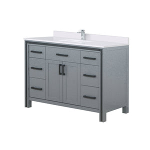 English Elm Dark Grey Bath Vanity With White Quartz Top & Faucet Set - Modern Design, Durable Storage Solution! B2731P260606
