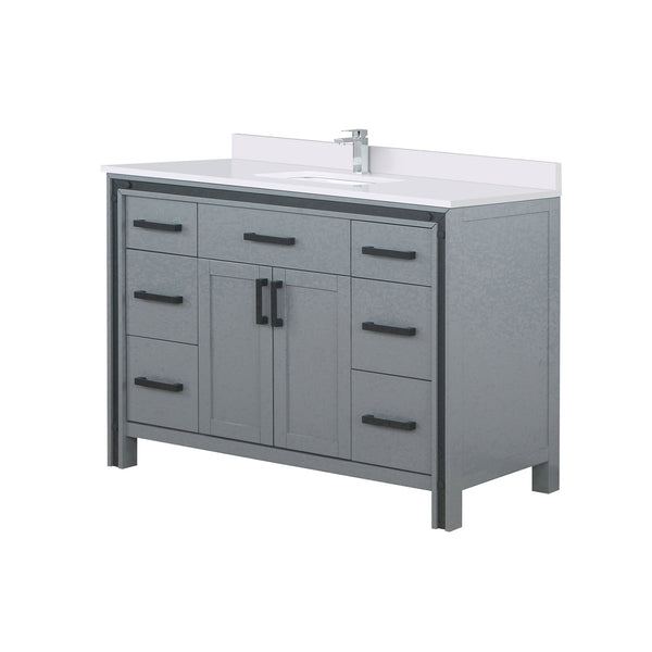 English Elm Dark Grey Bath Vanity With White Quartz Top & Faucet Set - Modern Design, Durable Storage Solution! B2731P260606