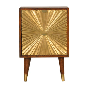 English Elm Solid Mango Wood Nightstand with Brass Pulls Two Drawers Chestnut Nordic Bedroom B182P233805