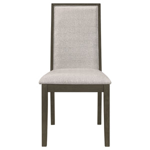 English Elm Carmel Upholstered Dining Side Chairs Set of 2 Beige Fabric with Dark Grey Frame B062P447722