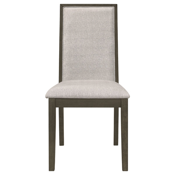 English Elm Carmel Upholstered Dining Side Chairs Set of 2 Beige Fabric with Dark Grey Frame B062P447722