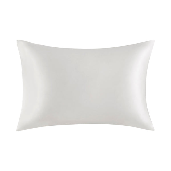 JLA Home Madison Park - 100% Mulberry silk pillowcase 25mm 6A OEKO-TEX satin finish with hidden zipper for skin & hair care White MP21-7270