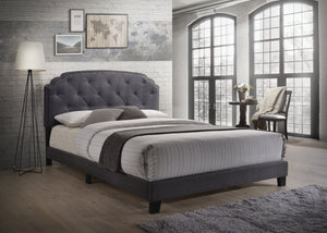 English Elm Tradilla Gray Fabric Queen Bed with Tufted Arched Headboard, Rubberwood Legs, 660lb Capacity B2726P266942