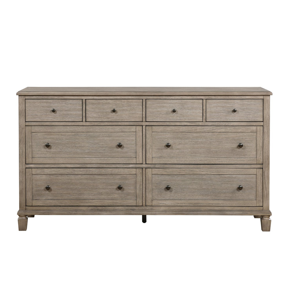 English Elm Gray Oak Marceline 8-Drawer Dresser – Classic Transitional Oak Veneer, Knob Hardware, Spacious Storage B011P210428