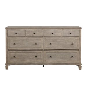 English Elm Gray Oak Marceline 8-Drawer Dresser – Classic Transitional Oak Veneer, Knob Hardware, Spacious Storage B011P210428