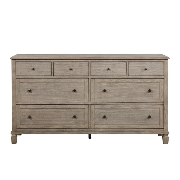 English Elm Gray Oak Marceline 8-Drawer Dresser – Classic Transitional Oak Veneer, Knob Hardware, Spacious Storage B011P210428