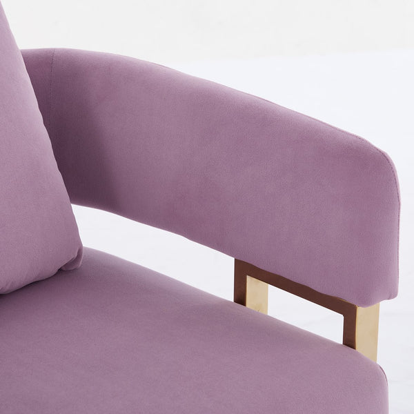 English Elm TS Modern decorative chair with teddy fleece upholstery, ergonomic sponge cushion and gold legs for luxe comfort and style Lilac W2311P364627