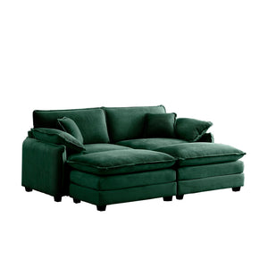 English Elm Two-Seater Theater Sofa In Luxurious Green Corduroy With Footrests – Perfect For Small Spaces! W714S00731-GIGA