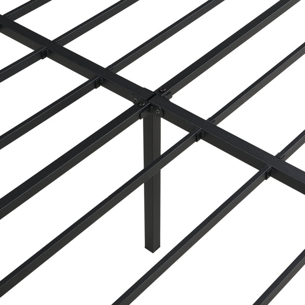 English Elm Queen Platform Bed Frame Heavy Duty Steel Slats Matte Black Modern Bedroom Base W2297P419870