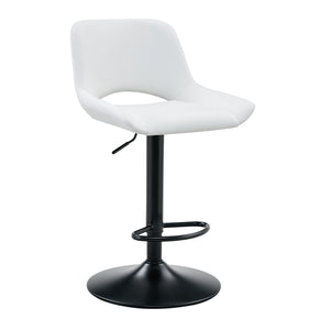 English Elm Set of 2 Pu Leather Barstools with Gold Footrest Curved Back for Kitchen Island White+Black W1151P383774