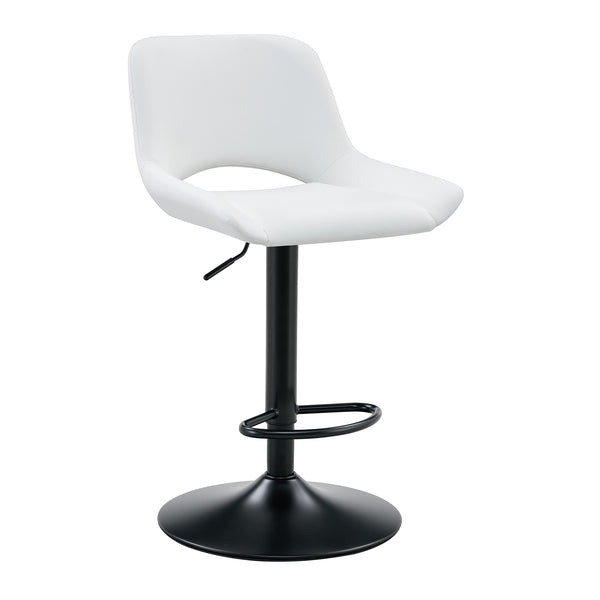English Elm Set of 2 Pu Leather Barstools with Gold Footrest Curved Back for Kitchen Island White+Black W1151P383774