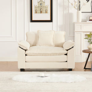 English Elm Cloud Sofa Single Seat Ergonomic Modular Sectional with Double-Layer Cushion & Breathable Chenille Beige W1143S00031