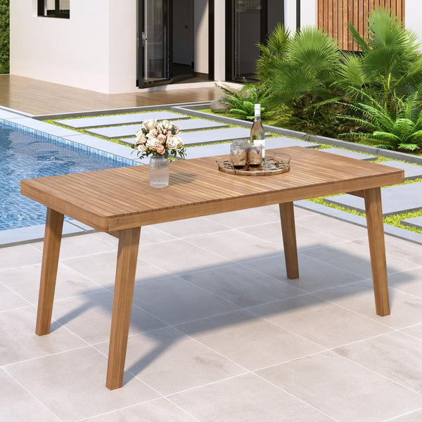 English Elm Christopher Knight Home® - 69" Acacia Wood Outdoor Dining Table with Slatted Top for Easy Drainage, Durable 300 lb Capacity, Stylish Patio Entertaining Brown N779P234500B