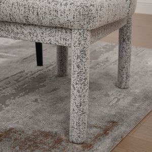 English Elm 21.46" Modern Minimalist Chenille Dining Chair Set of 2 with Rubberwood Legs, Curved High Back Comfort White+Black W3189P351395