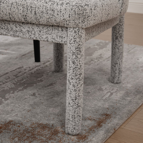 English Elm 21.46" Modern Minimalist Chenille Dining Chair Set of 2 with Rubberwood Legs, Curved High Back Comfort White+Black W3189P351395