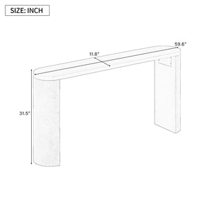 English Elm U_Style Modern Porch Table With Semi-Cylindrical Legs - Elegant Console For Foyer, Living Room & More N711P245617D-GIGA