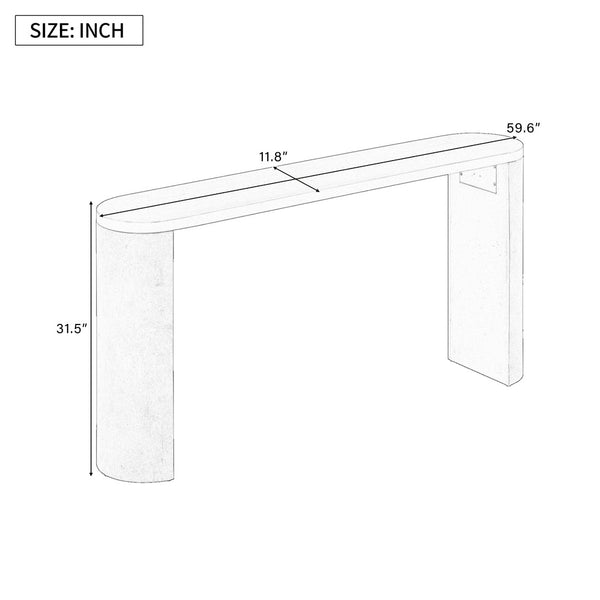 English Elm U_Style Modern Porch Table With Semi-Cylindrical Legs – Stylish Console For Entryways & Living Spaces N711P245617O-GIGA