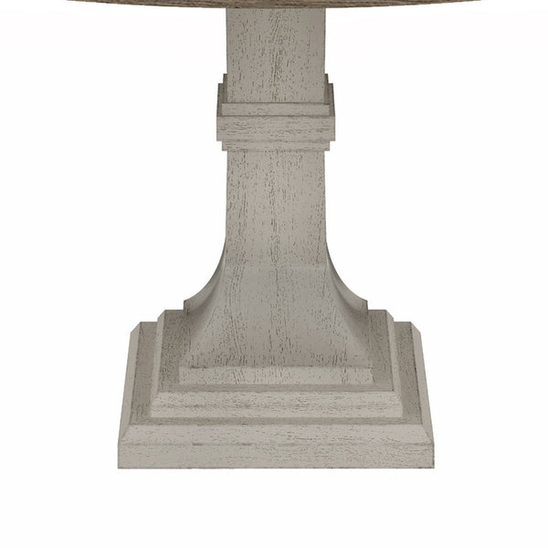 English Elm Taranto 59 Inch Round Pedestal Dining Table Seats Six with Distressed Gray Top B2749S00226
